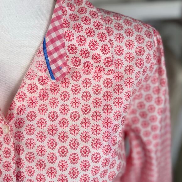 Charter Club Women's Sz 10 Relaxed Fit Pink Floral Button Up Blouse #3591 - Picture 7 of 9